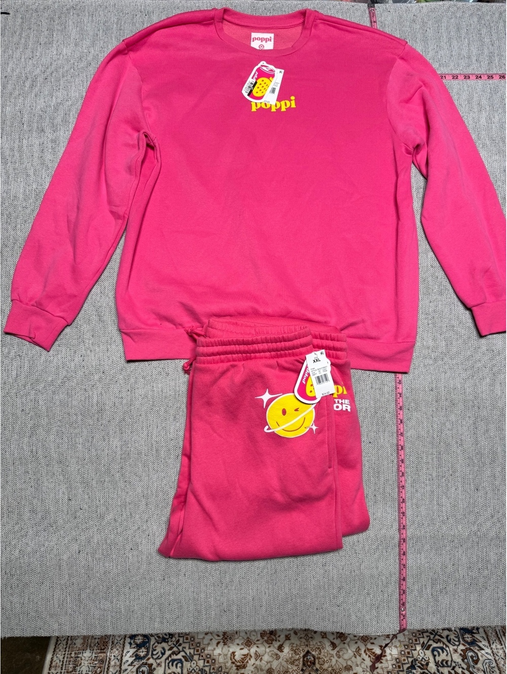 Poppi Pink XXL Sweatshirt and Sweatpants Set - 55% Cotton,